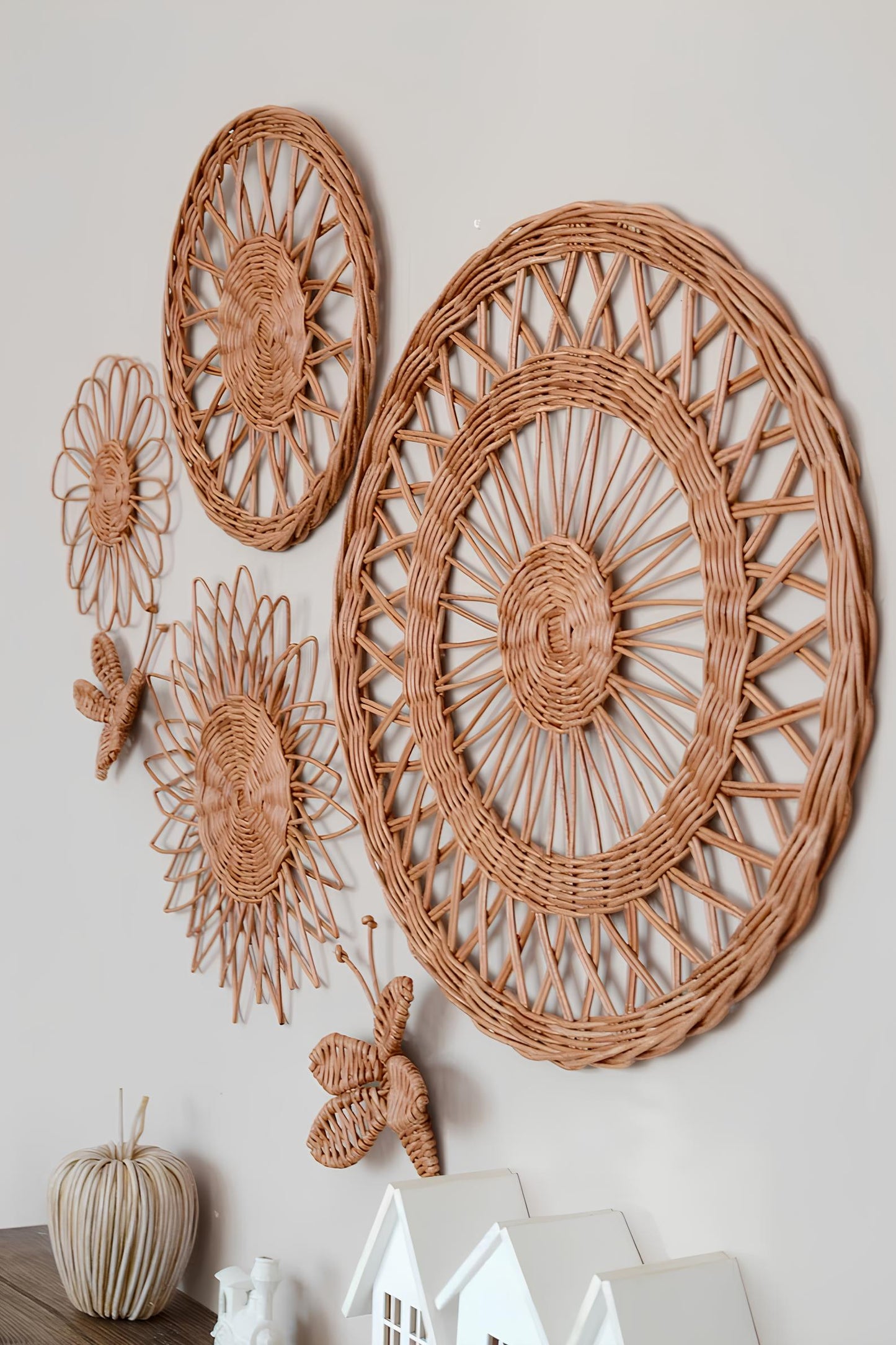 Wicker Wall Basket | Rattan Wall Decor | Bamboo Basket Decor - Anala - Akway