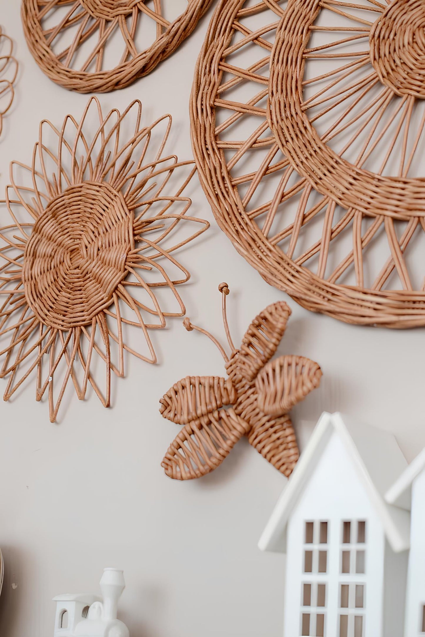 Wicker Wall Basket | Rattan Wall Decor | Bamboo Basket Decor - Anala - Akway