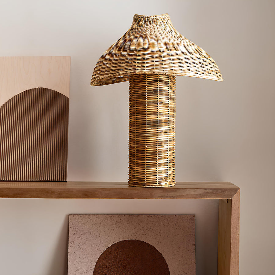 Rattan Table lamp for Living room | Bamboo Bedside table lamp | Cane Table lamp -Anant by Akway