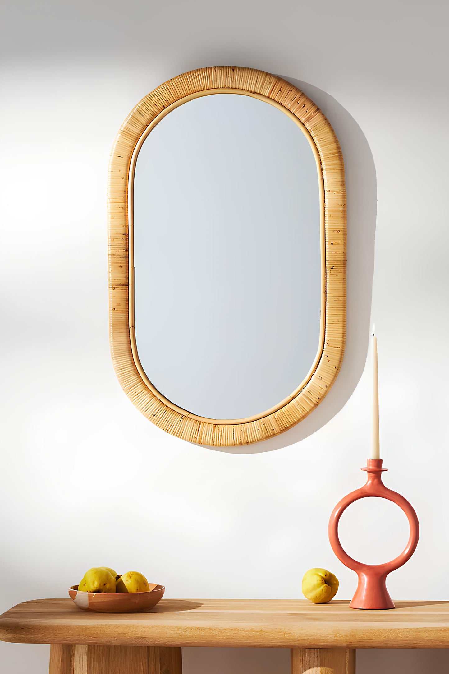 Bamboo Wall Mirror for living room | Cane Wall Mirror | Rattan Mirror - Hrida - Akway Uncategorized (Image 1)