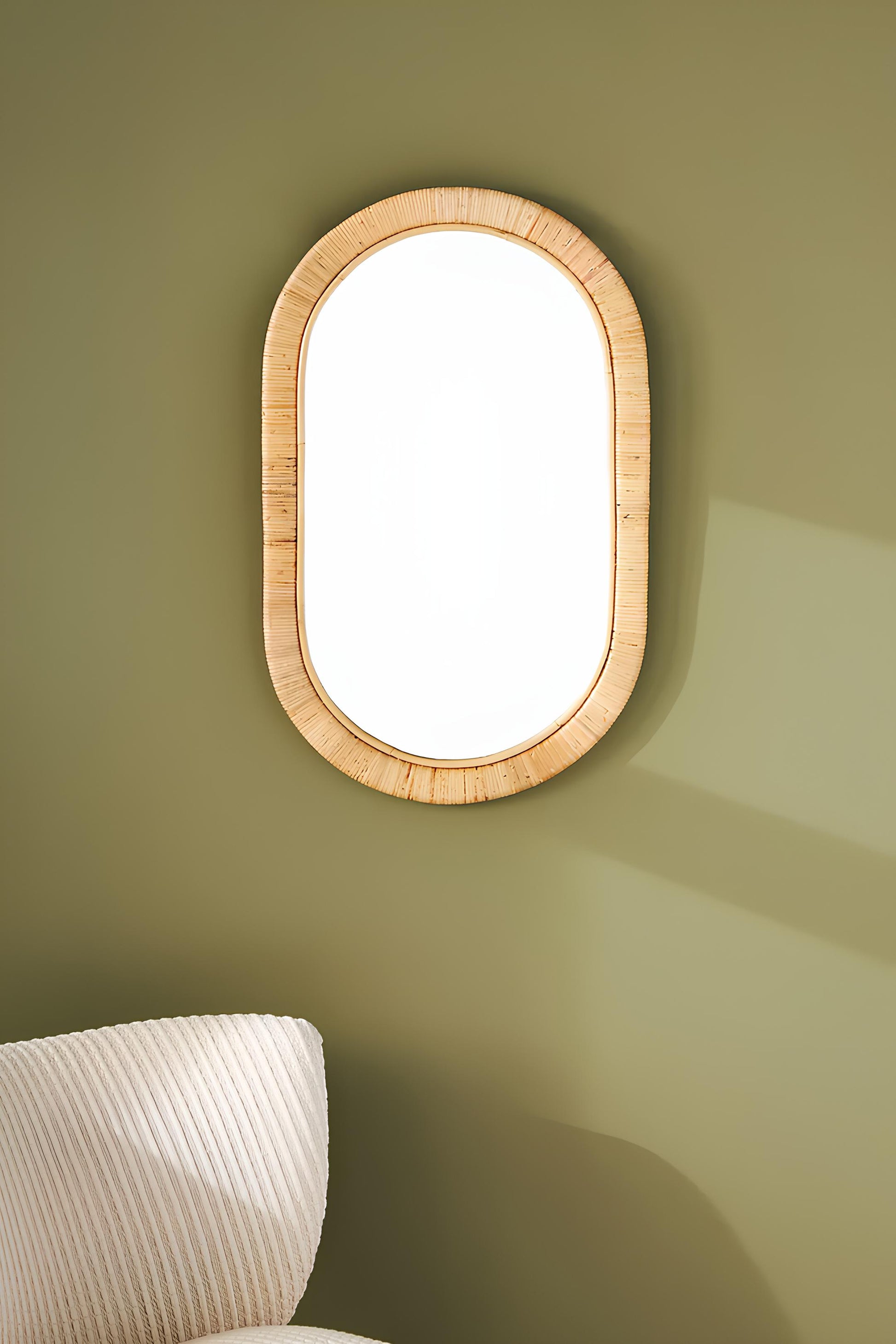 Bamboo Wall Mirror for living room | Cane Wall Mirror | Rattan Mirror - Hrida - Akway Uncategorized (Image 2)