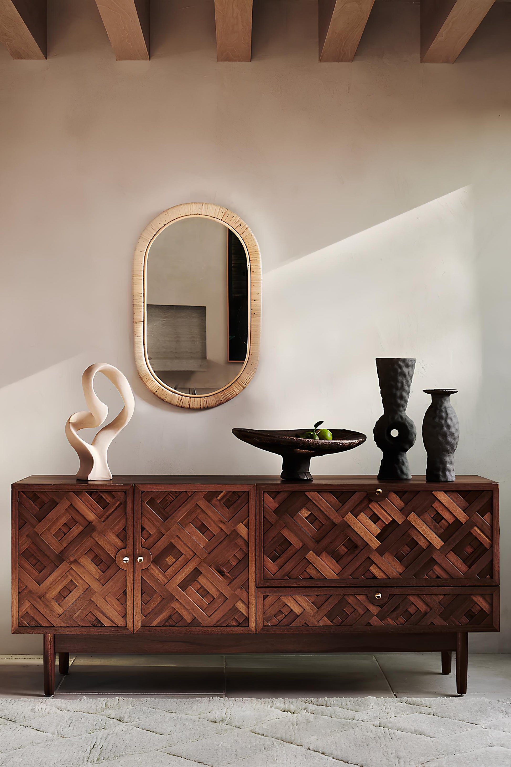 Bamboo Wall Mirror for living room | Cane Wall Mirror | Rattan Mirror - Hrida - Akway Uncategorized (Image 6)