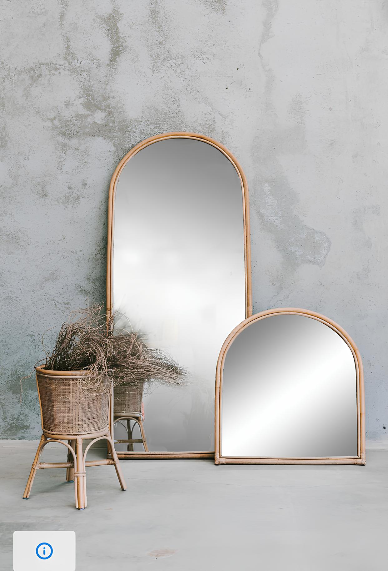 Bamboo Wall Mirror for living room | Cane Floor Mirror | Rattan Mirror - Kavya - Akway Uncategorized (Image 2)