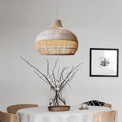 Bamboo Pendant Light for Living Room 14 Inch - Laksh by Akway