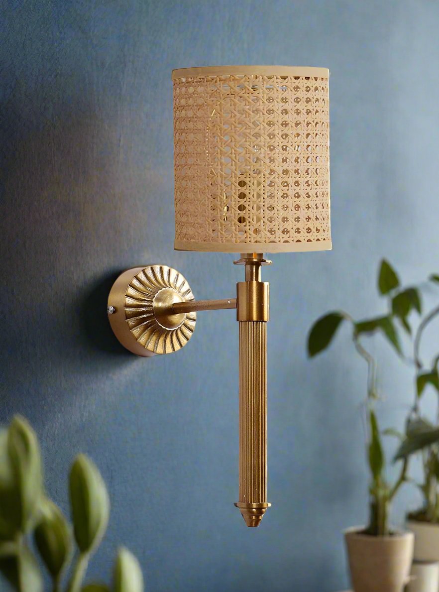 Bamboo Wall Lamp For Living Room | Rattan Wall Scone - Eshana - Akway Lighting > Wall Lamps & Sconces (Image 2)
