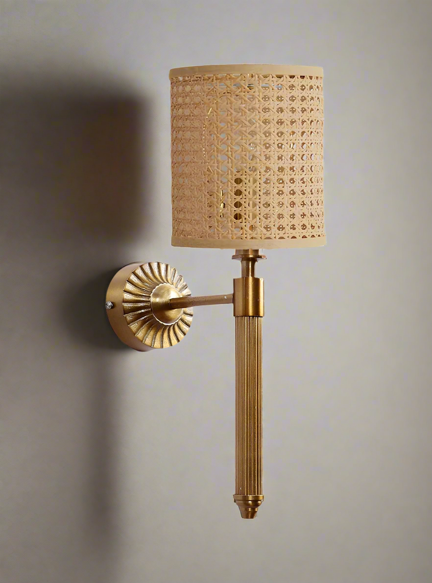 Bamboo Wall Lamp For Living Room | Rattan Wall Scone - Eshana - Akway Lighting > Wall Lamps & Sconces (Image 6)