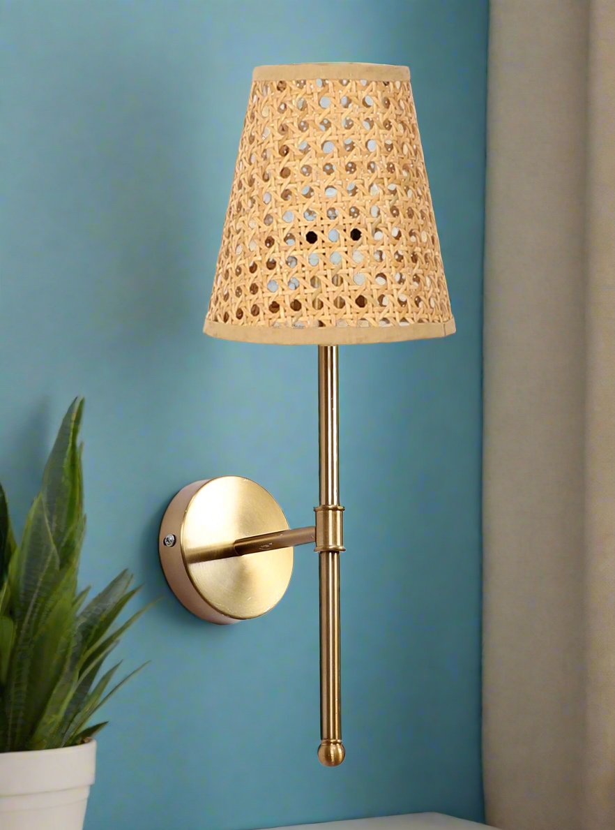 Bamboo Wall Lamp For Living Room | Cane Wall Light - Janaki - Akway Lighting > Wall Lamps & Sconces (Image 2)