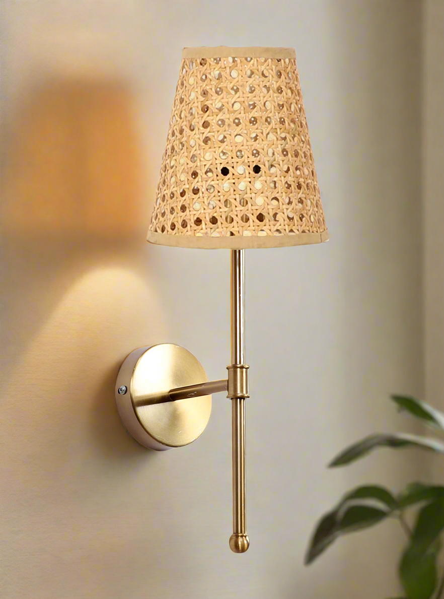 Bamboo Wall Lamp For Living Room | Cane Wall Light - Janaki - Akway Lighting > Wall Lamps & Sconces (Image 7)