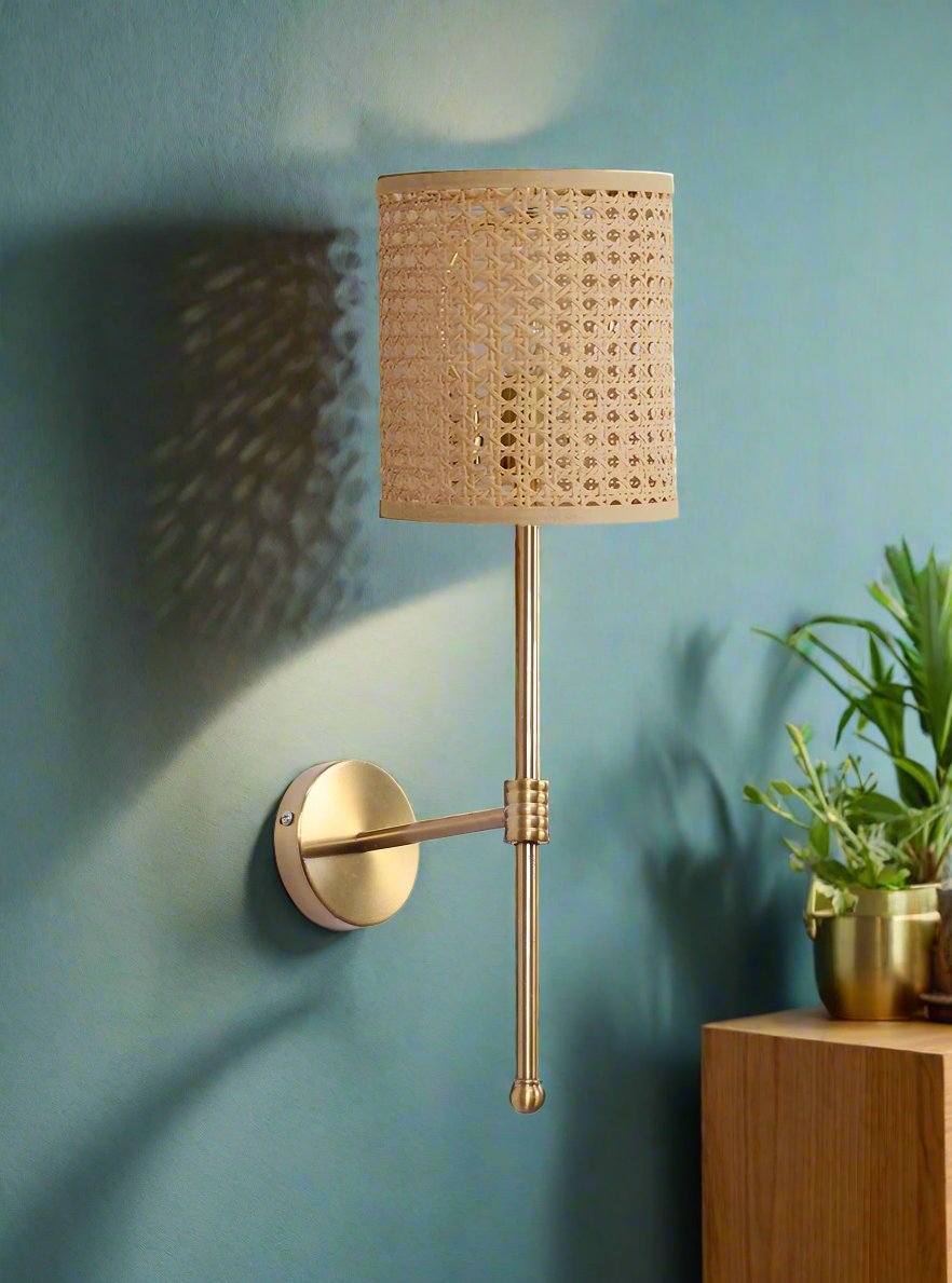 Rattan Wall Lamp For Living Room | Bamboo Wall Scone - Charvi - Akway Lighting > Wall Lamps & Sconces (Image 2)