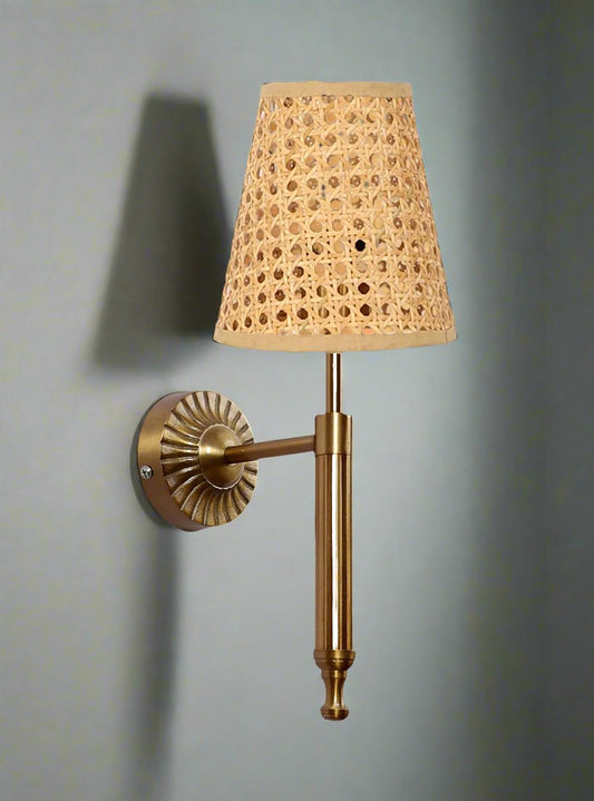 Cane Wall Lamp For Living Room | Bamboo Wall Scone - Jalsa - Image 1