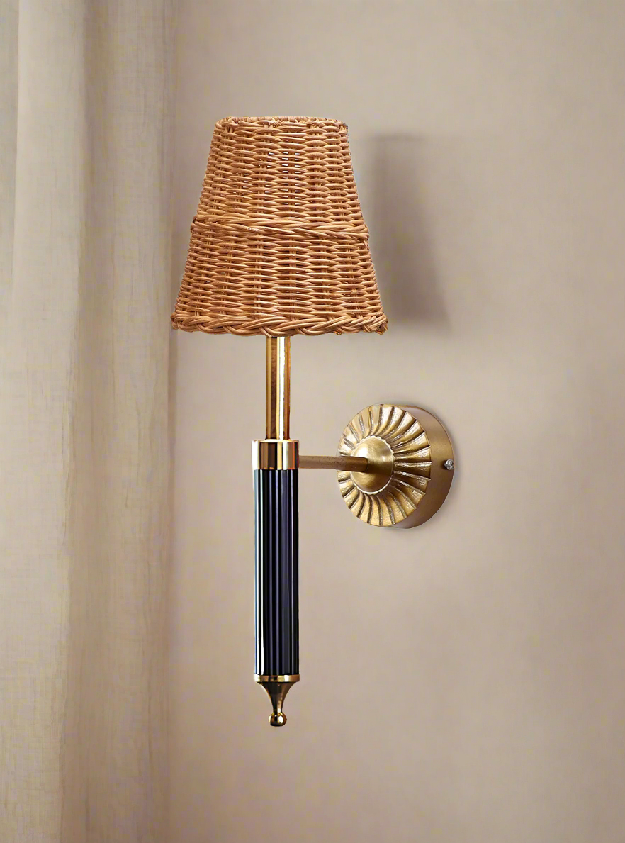 Rattan Wall Light For Living Room | Bamboo Brass Sconce - Odika - Akway Lighting > Wall Lamps & Sconces (Image 5)