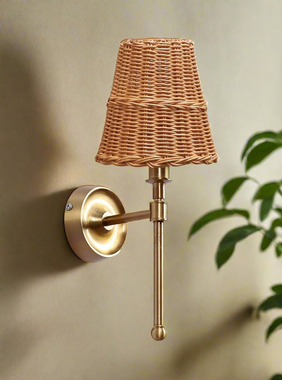 Rattan Wall Lamp For Living Room | Cane Wall Lamp - Janya - Image 2