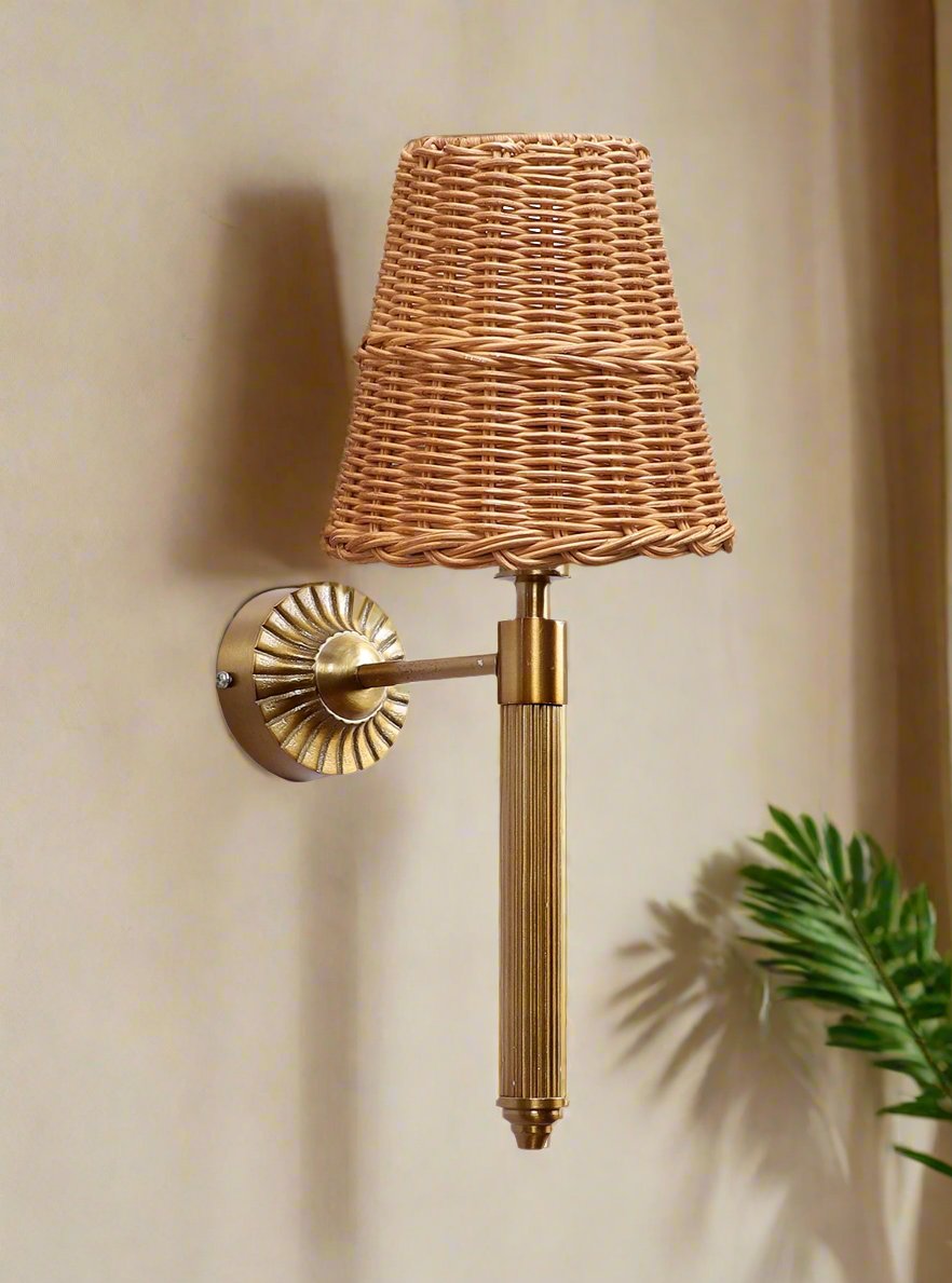 Rattan Wall Light For Living Room | Cane Wall Lamp- Hiral - Akway Lighting > Wall Lamps & Sconces (Image 2)