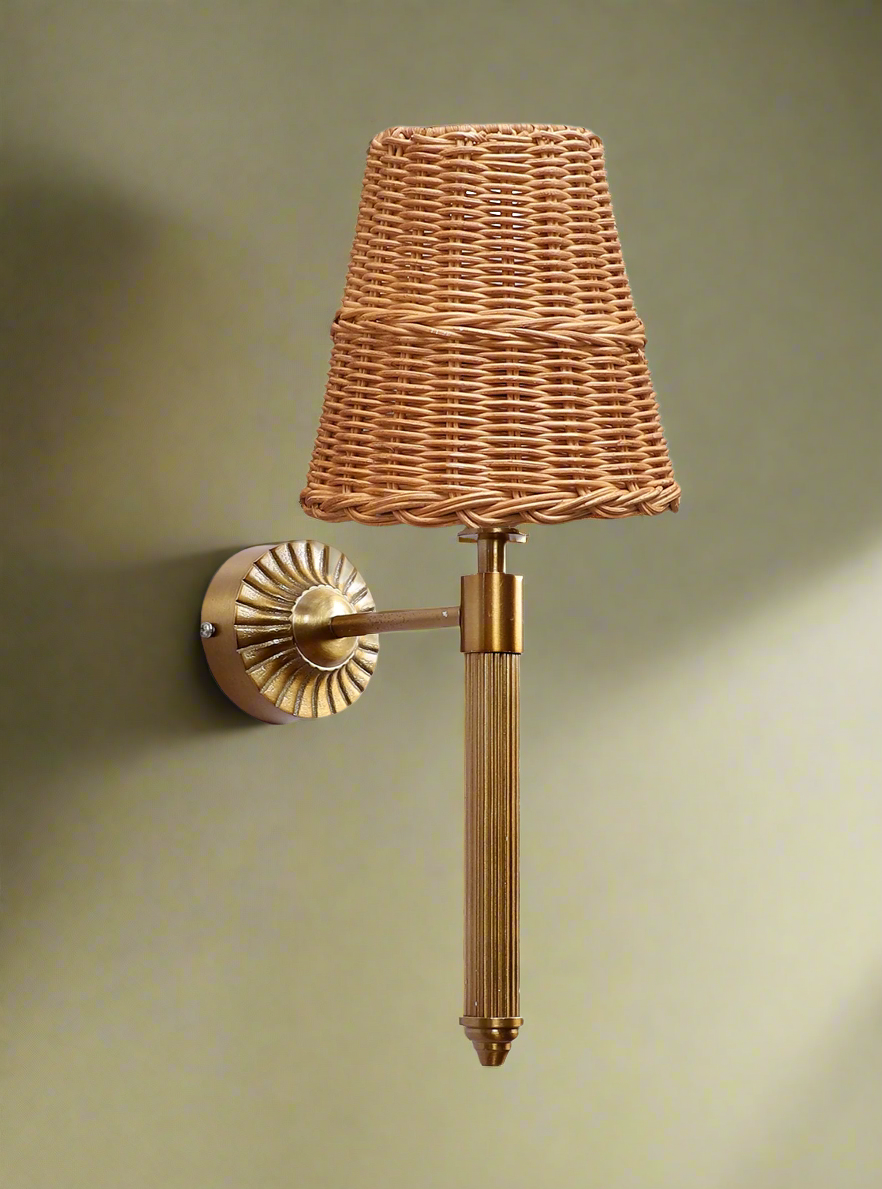 Rattan Wall Light For Living Room | Cane Wall Lamp- Hiral - Akway Lighting > Wall Lamps & Sconces (Image 7)