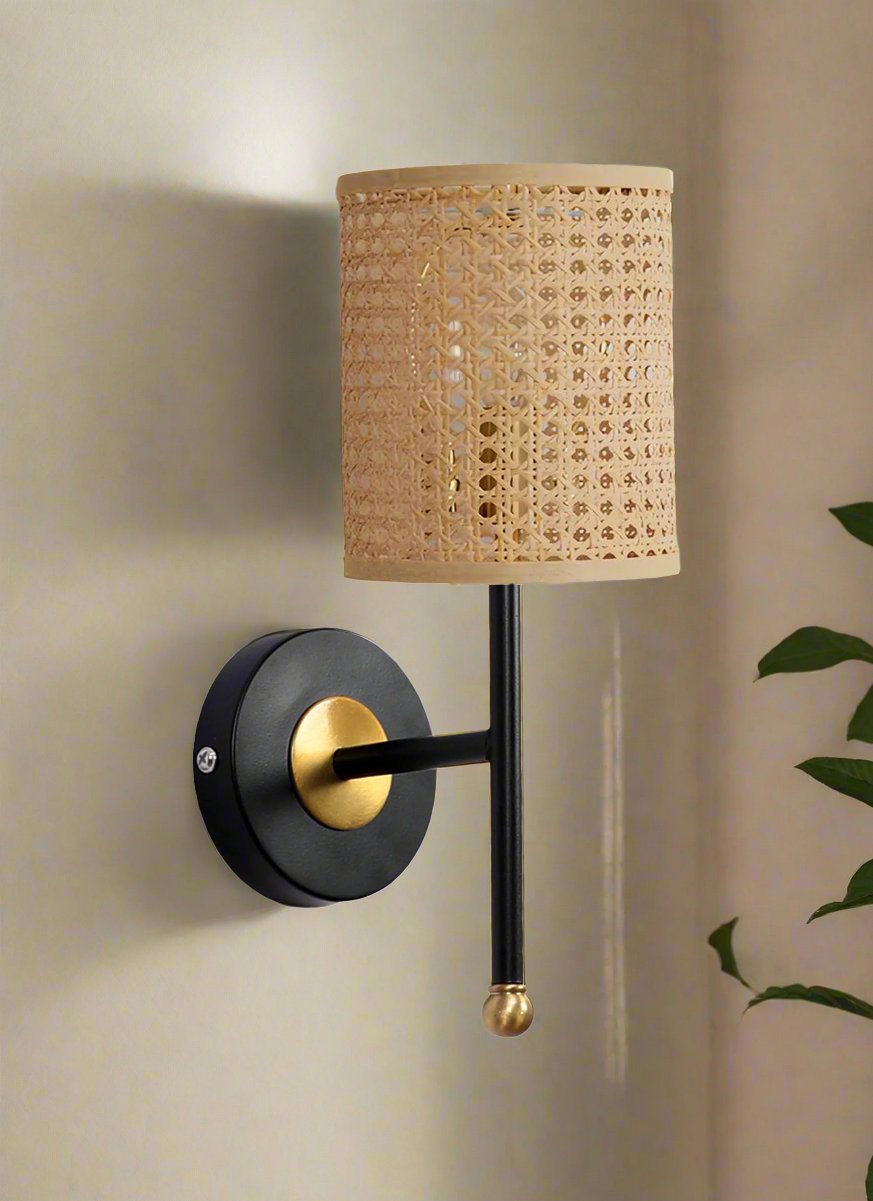 Rattan Wall Lamp For Living Room | Bamboo Wall Scone - Anusha - Akway Lighting > Wall Lamps & Sconces (Image 2)