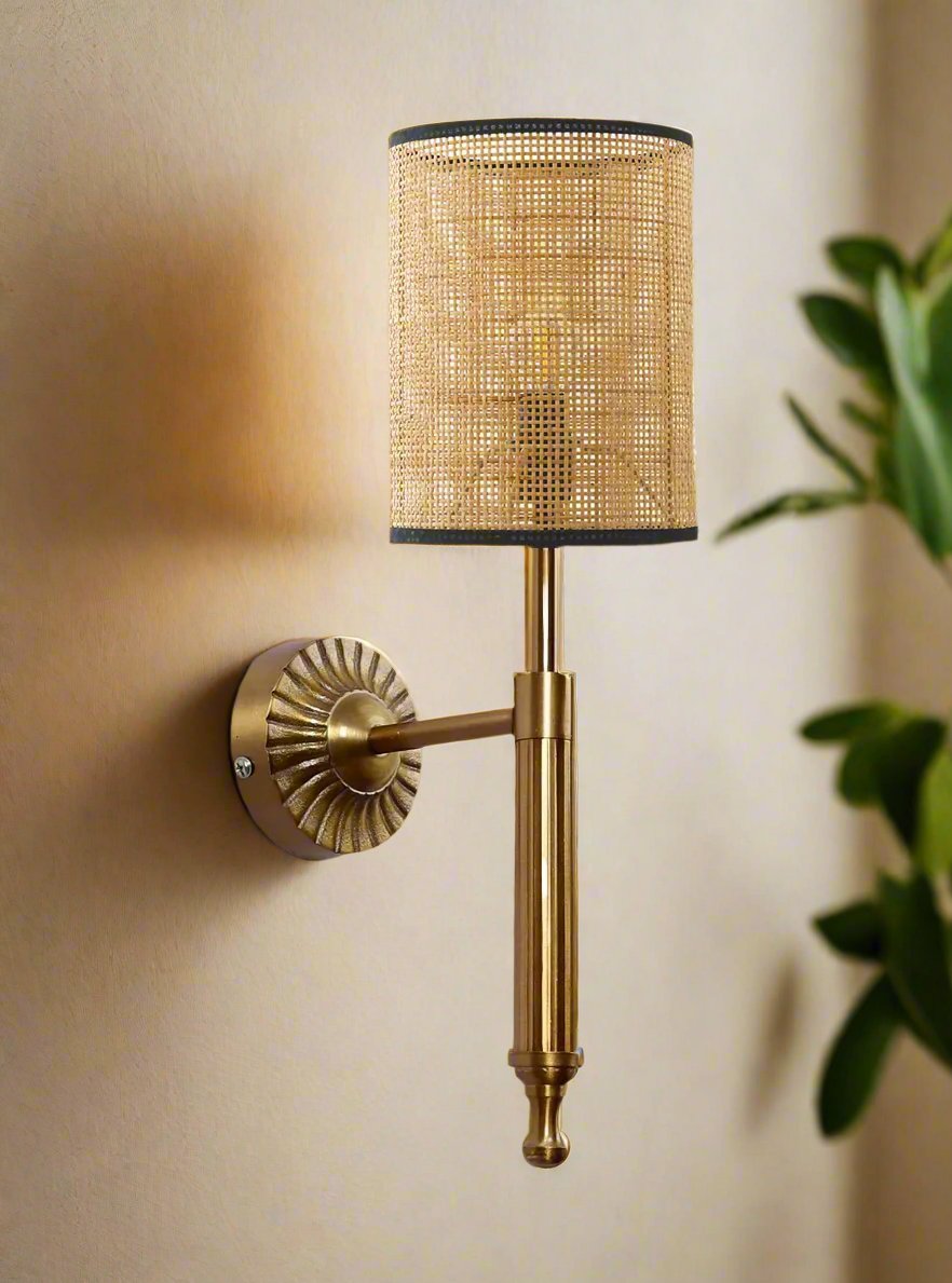 Rattan Wall Lamp For Living Room | Rattan Wall Light - Advika - Akway Lighting > Wall Lamps & Sconces (Image 2)