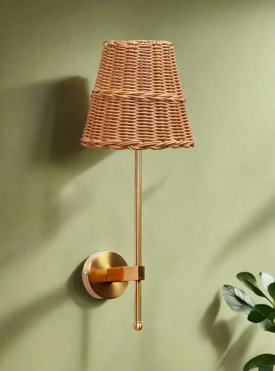 Cane Wall Light For Living Room | Bamboo Wall Lamp - Isha - Akway Lighting > Wall Lamps & Sconces (Image 2)