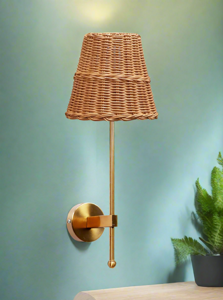 Cane Wall Light For Living Room | Bamboo Wall Lamp - Isha - Akway Lighting > Wall Lamps & Sconces (Image 6)