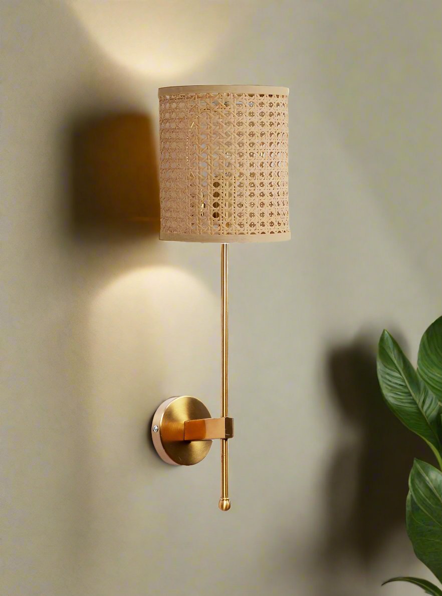 Rattan Wall Lamp For Living Room | Cane Wall Light - Damini - Akway Lighting > Wall Lamps & Sconces (Image 2)