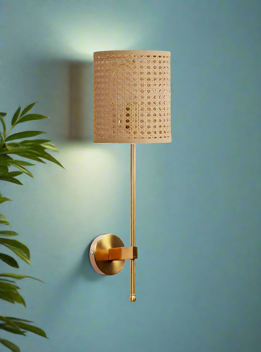 Rattan Wall Lamp For Living Room | Cane Wall Light - Damini - Akway Lighting > Wall Lamps & Sconces (Image 6)