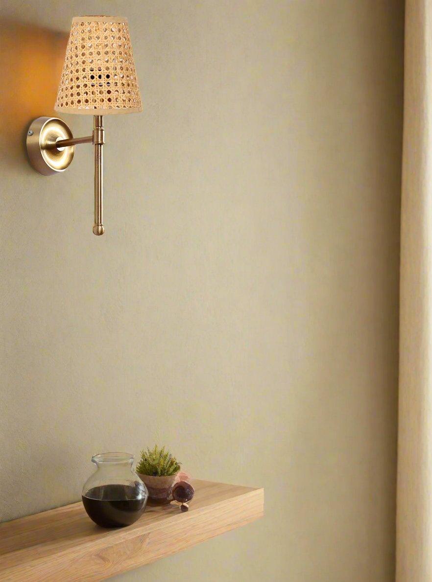 Bamboo Wall Lamp For Living Room | Cane Wall Light - Jagvi - Akway Lighting > Wall Lamps & Sconces (Image 3)