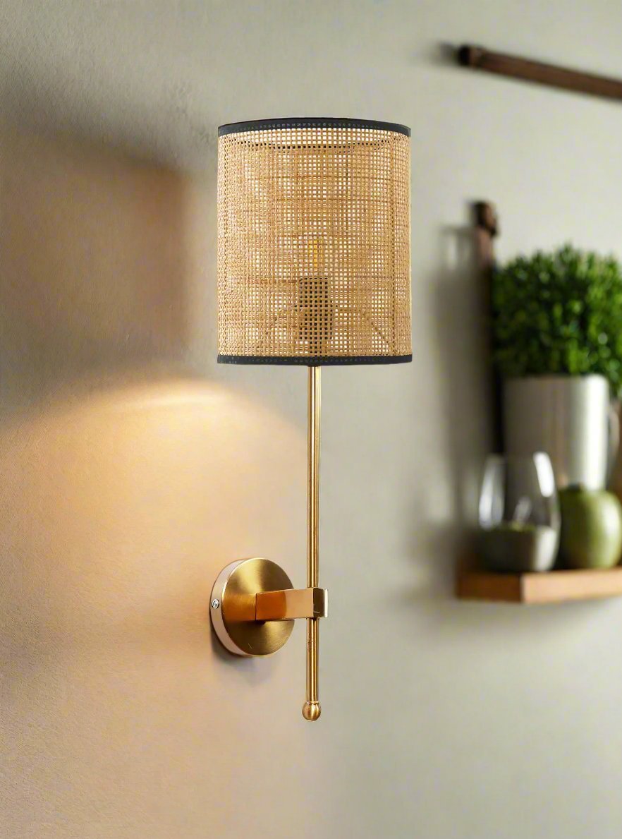 Bamboo Wall Light For Living Room | Cane Wall Lamp - Chaaya - Akway Lighting > Wall Lamps & Sconces (Image 2)