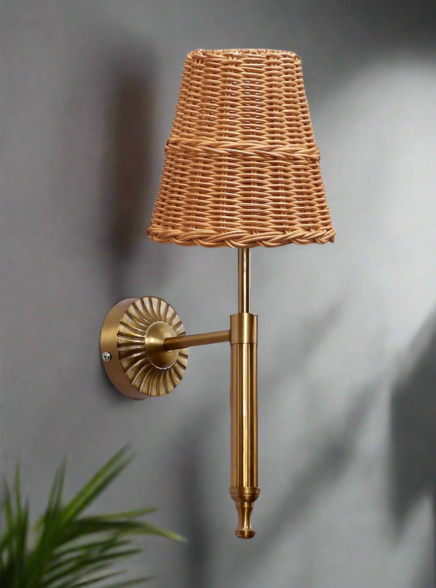 Rattan Wall Lamp For Living Room | Bamboo Wall Scone - Hema - Akway Lighting > Wall Lamps & Sconces (Image 2)