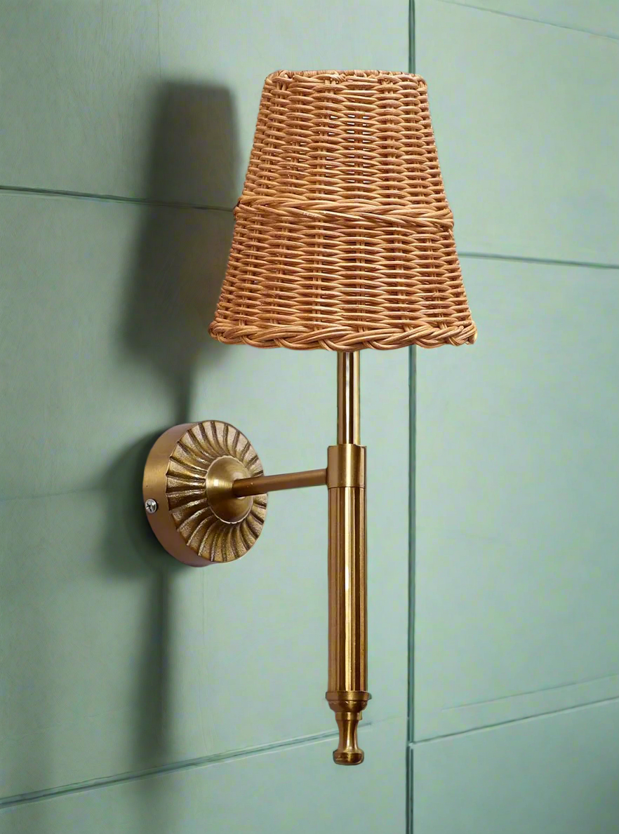 Rattan Wall Lamp For Living Room | Bamboo Wall Scone - Hema - Akway Lighting > Wall Lamps & Sconces (Image 6)