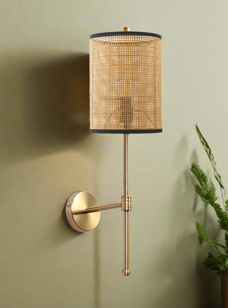 Rattan Wall Light For Living Room | Cane Wall Light - Amaira - Akway Lighting > Wall Lamps & Sconces (Image 2)