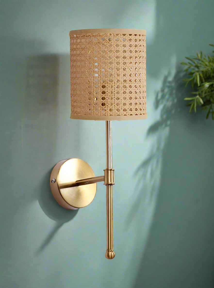 Rattan Wall Lamp For Living Room | Cane Wall Light - Avni - Akway Lighting > Wall Lamps & Sconces (Image 2)