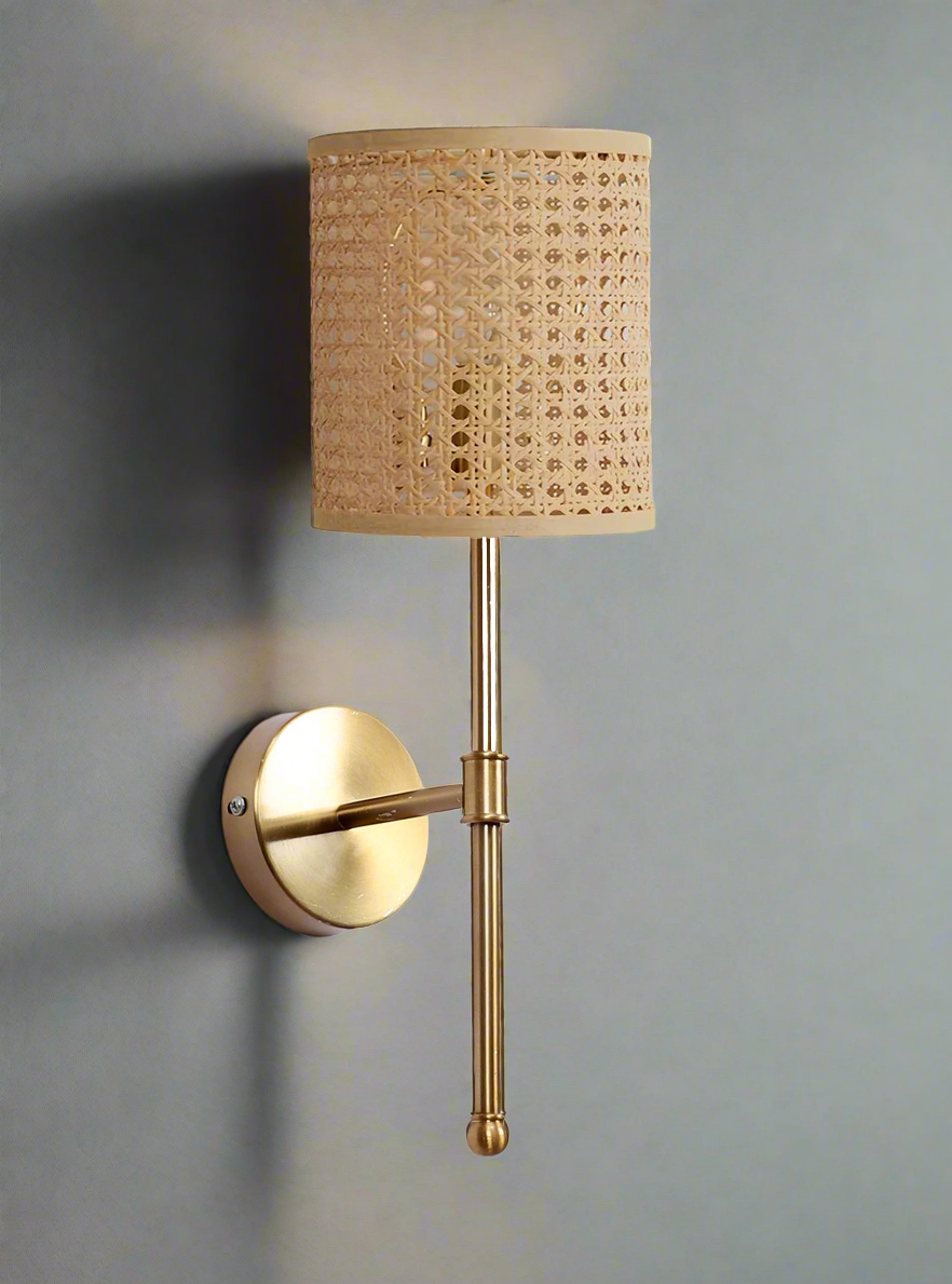 Rattan Wall Lamp For Living Room | Cane Wall Light - Avni - Akway Lighting > Wall Lamps & Sconces (Image 5)