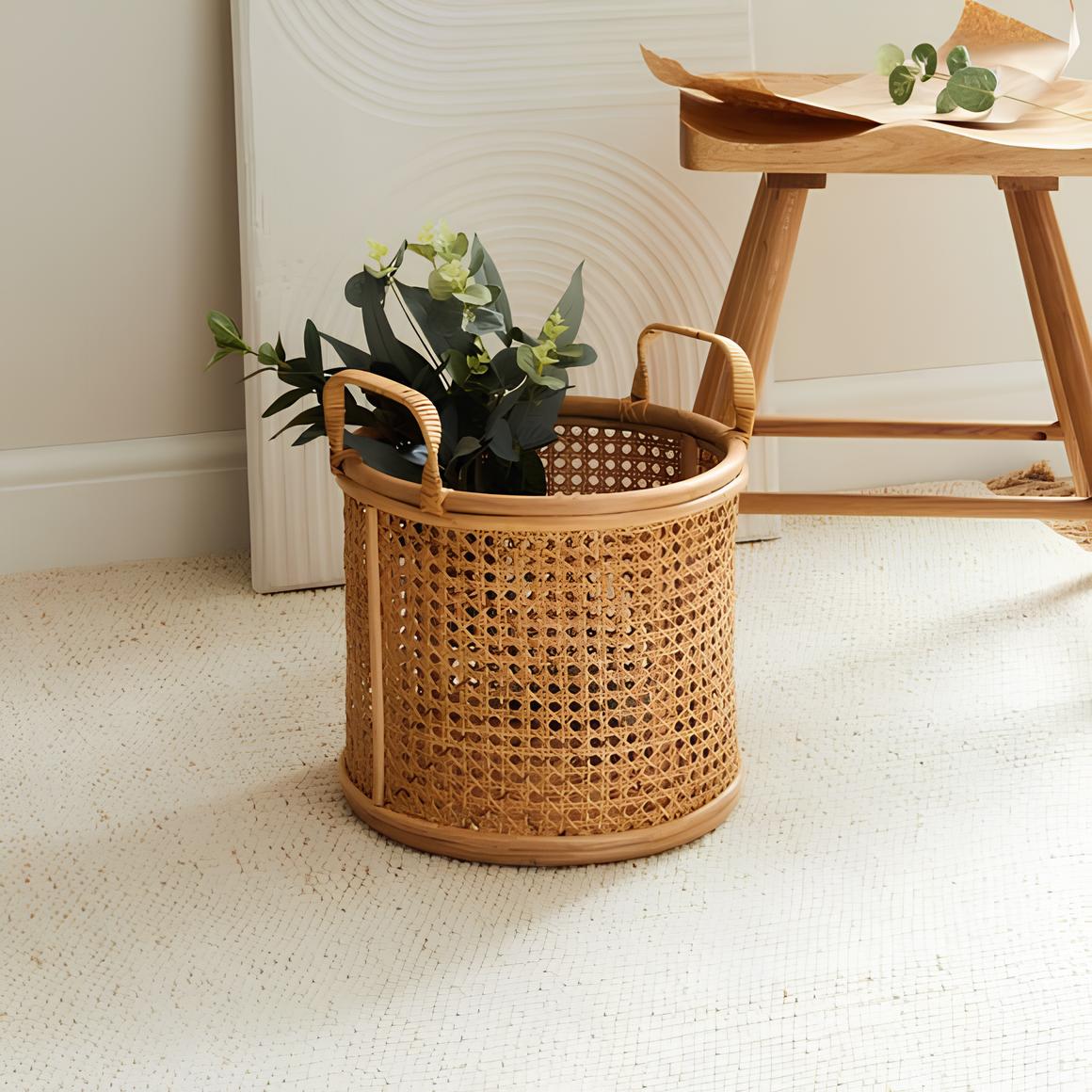 Rattan Planter | Cane Laundry Bin | Bamboo toy Storage - Taara - Akway