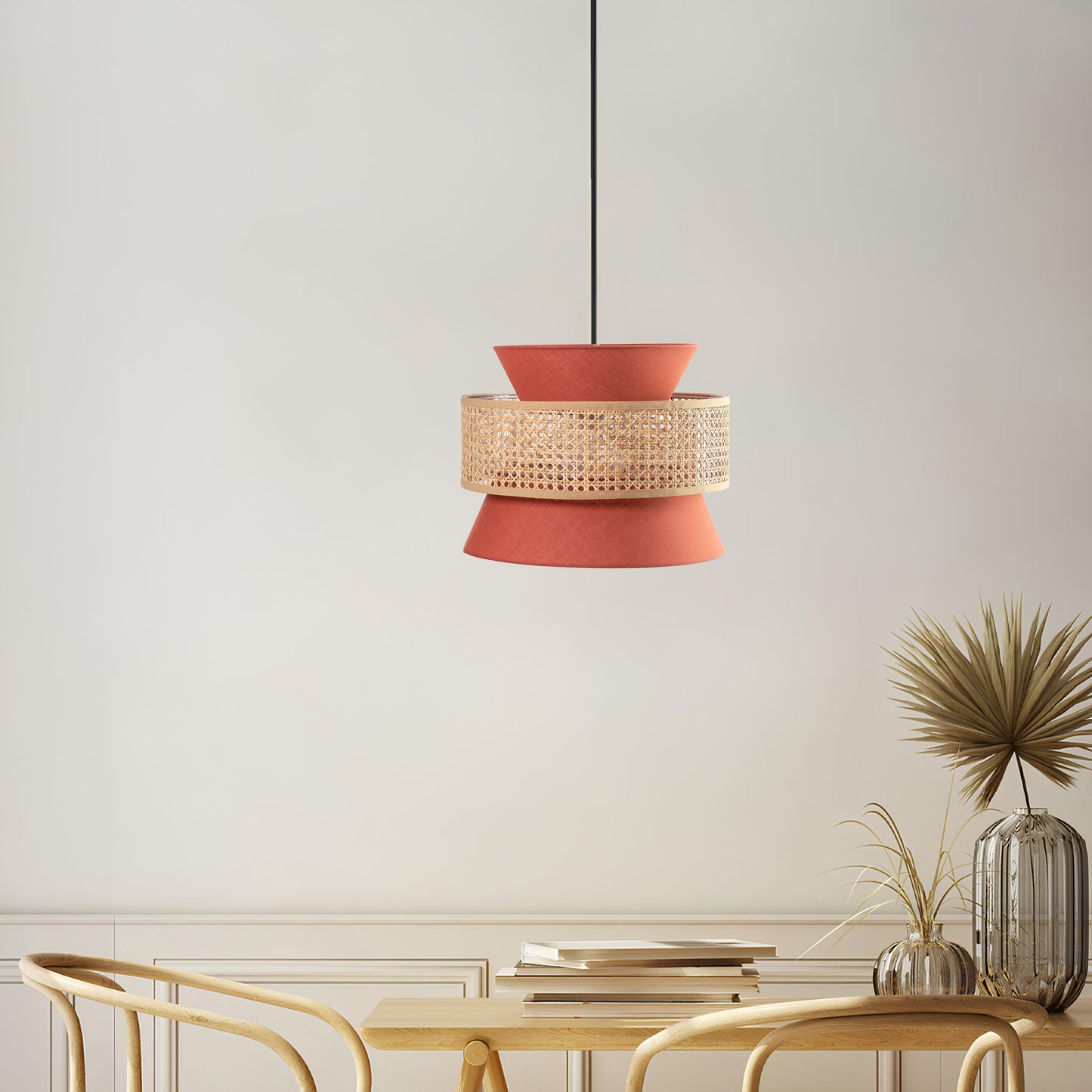 Rattan Hanging lamp for Living Room | Cane Pendant light | Wicker ceiling light - Hana - Akway Lighting -> Pendant Lamp (Imag