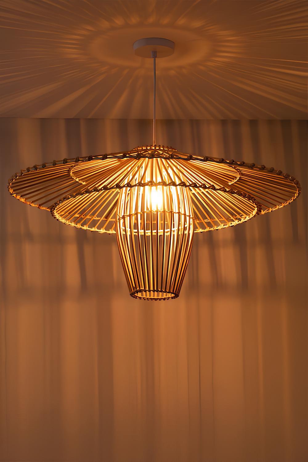Bamboo Hanging lamp for Living Room | Rattan Pendant light | Cane ceiling light - Adah - Akway Lighting -> Pendant Lamp (Imag