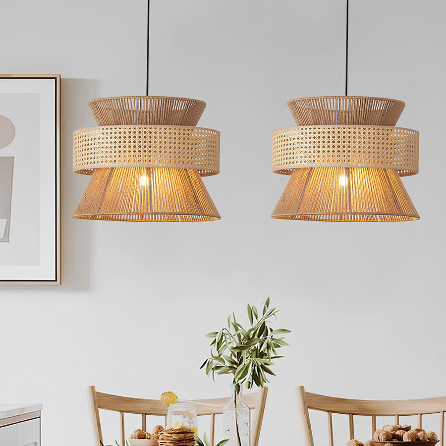 Rattan Pendant Light for Living Room 14 Inch - Reva by Akway