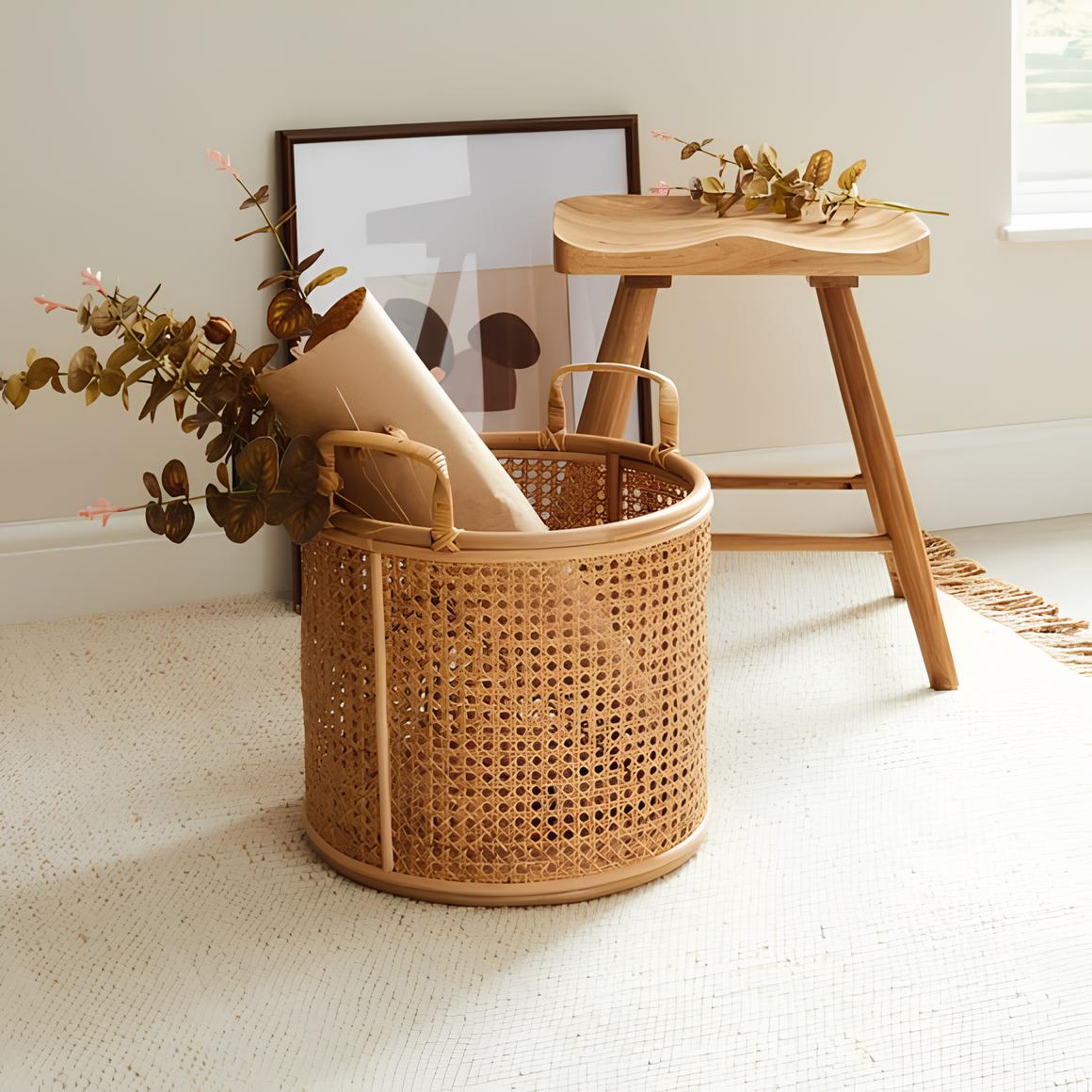 Rattan Planter | Cane Laundry Bin | Bamboo toy Storage - Taara - Akway