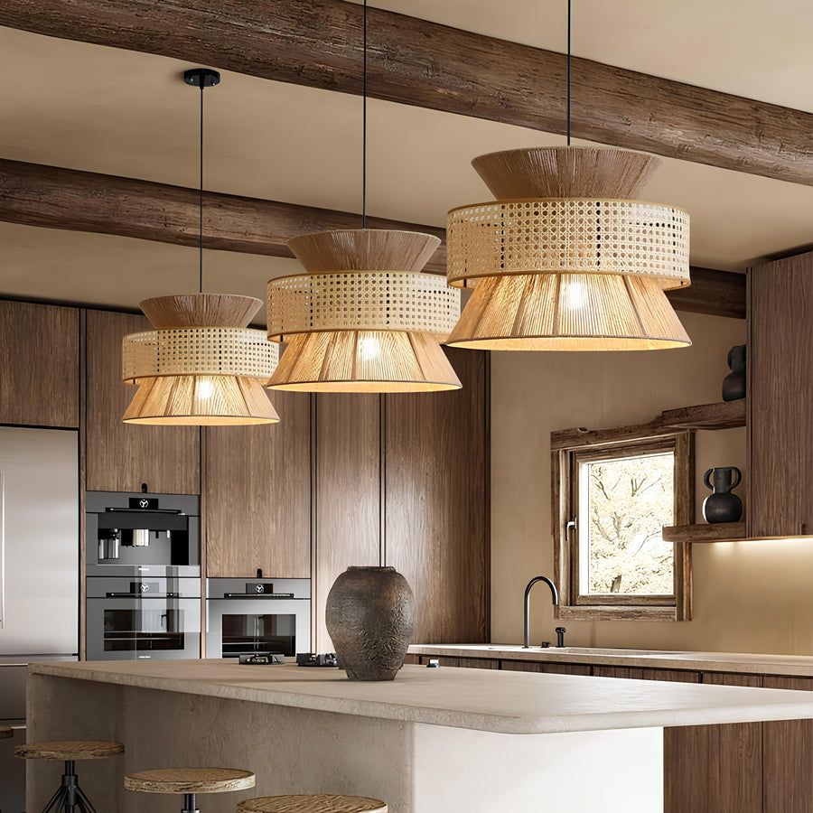 Rattan Pendant Light for Living Room 14 Inch - Reva by Akway