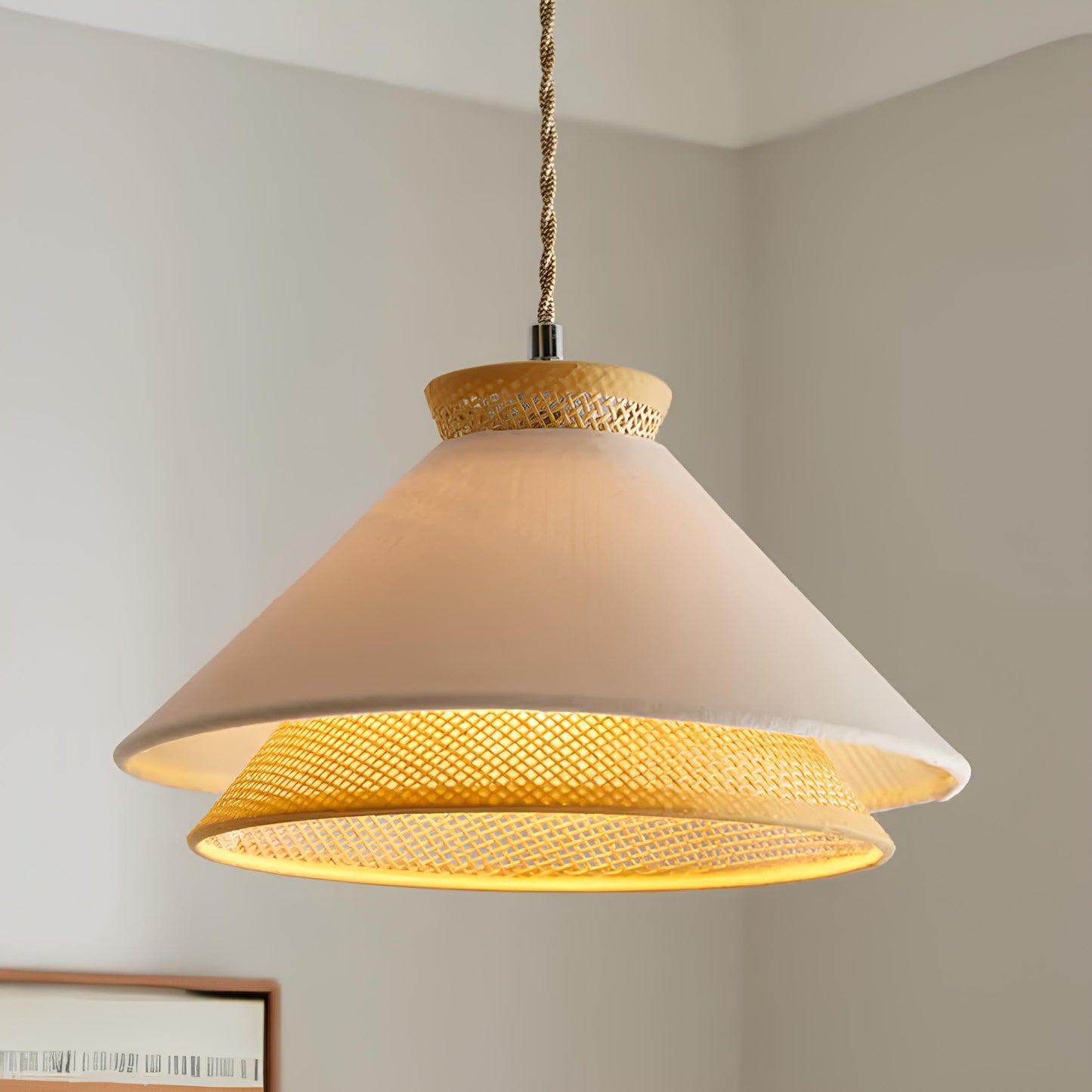 Rattan Hanging lamp for Living Room | Cane Pendant light | Wicker ceiling light - Sipla