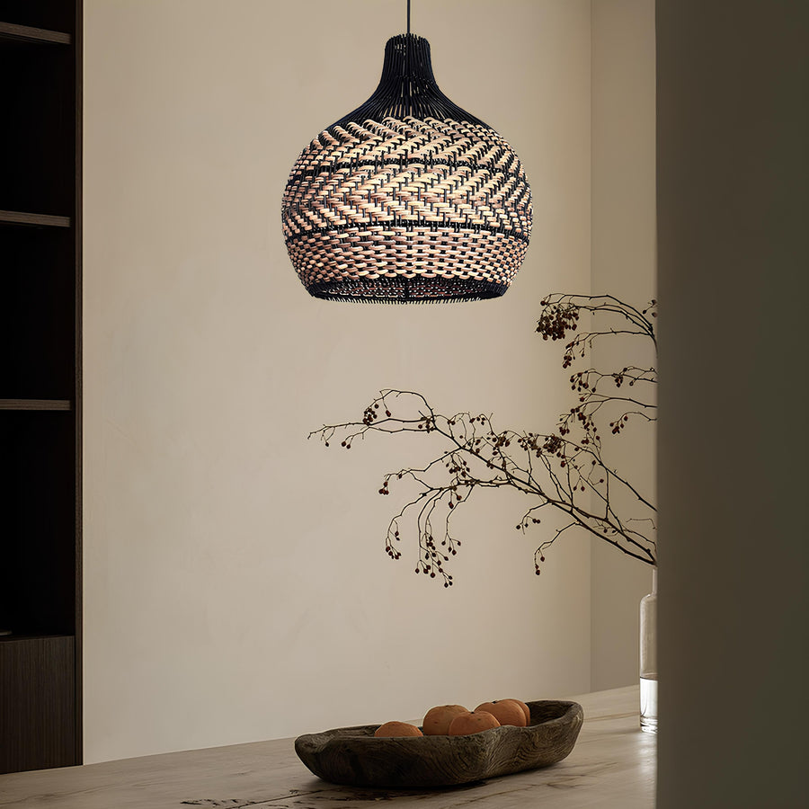 Bamboo Pendant Light for Living Room 14 Inch - Rishit by Akway
