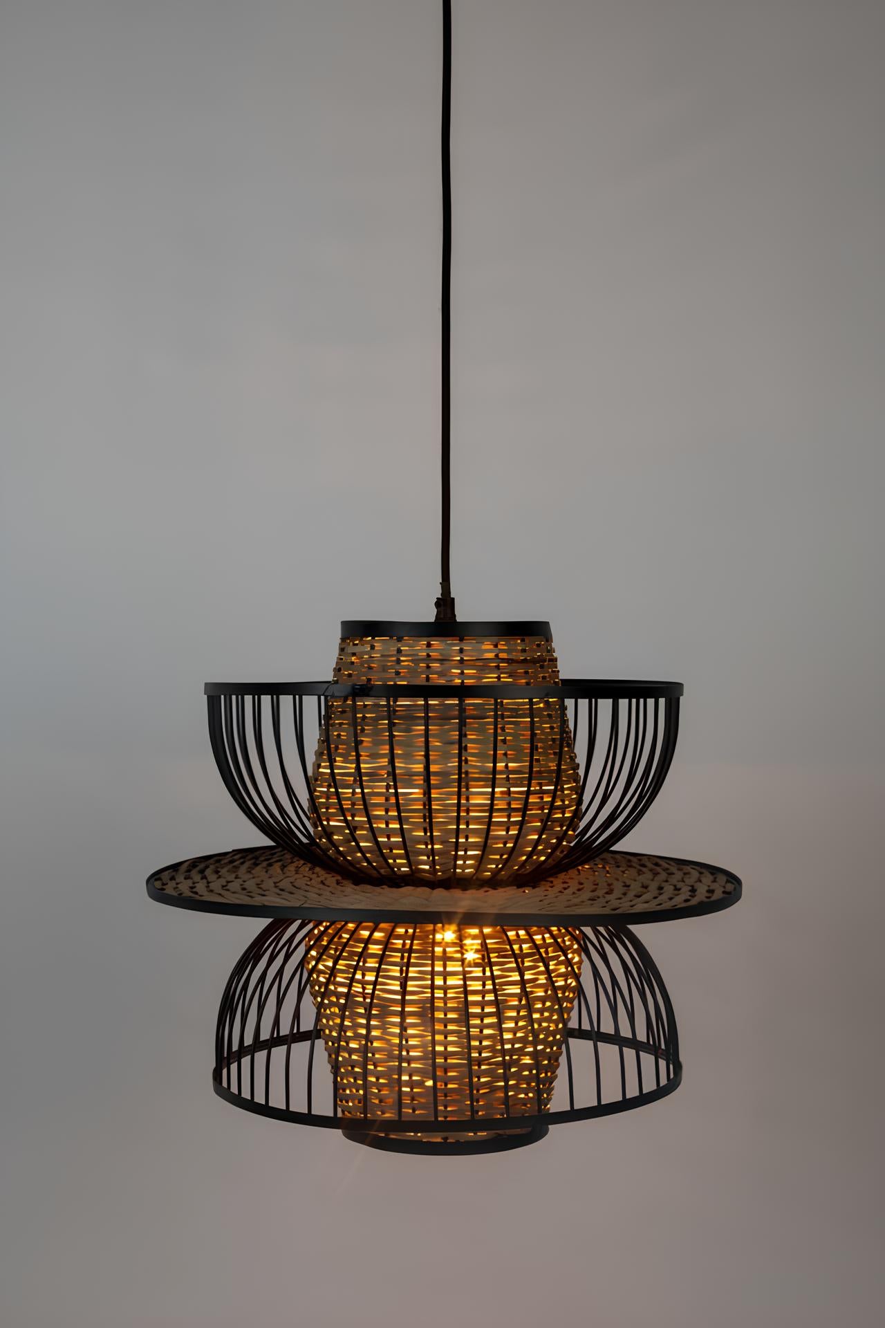 Bamboo Hanging lamp for Living Room | Rattan Pendant light | Cane ceiling light - Yash - Akway Uncategorized (Image 1)