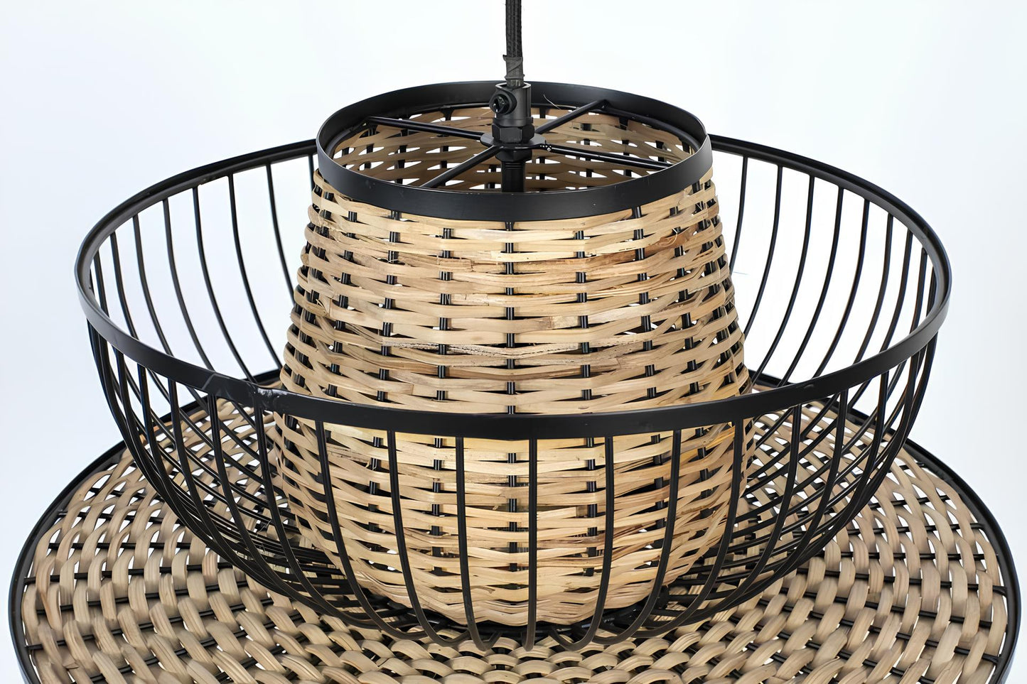 Bamboo Hanging lamp for Living Room | Rattan Pendant light | Cane ceiling light - Yash - Akway