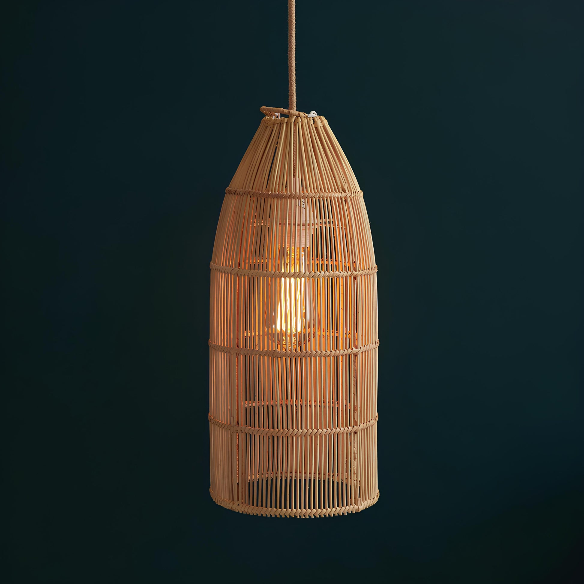 Bamboo Hanging lamp for Living Room | Rattan Pendant light | Cane ceiling light - Durga - Akway Uncategorized (Image 1)