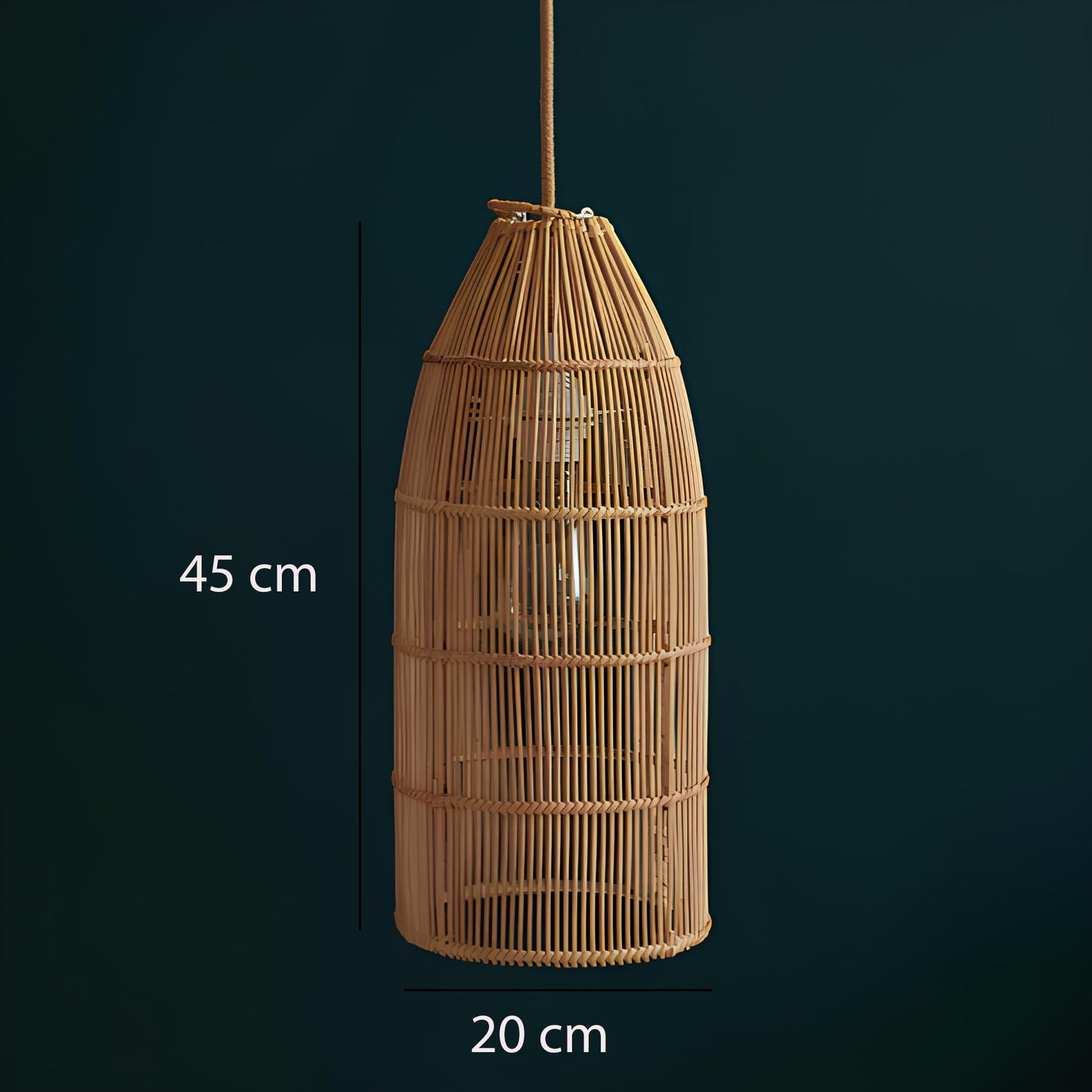 Bamboo Hanging lamp for Living Room | Rattan Pendant light | Cane ceiling light - Durga - Akway Uncategorized (Image 5)