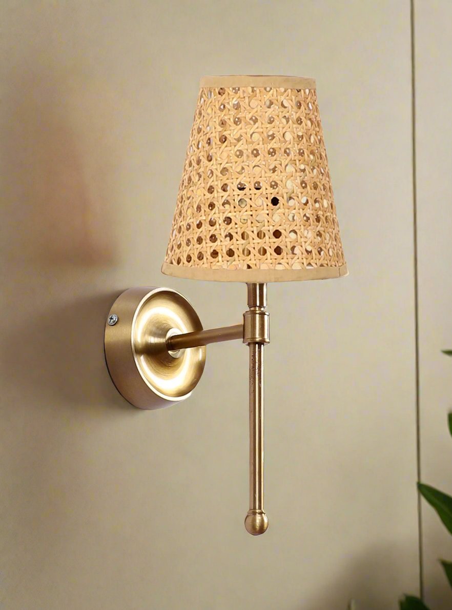 Bamboo Wall Lamp For Living Room | Cane Wall Light - Jagvi - Akway Lighting > Wall Lamps & Sconces (Image 2)