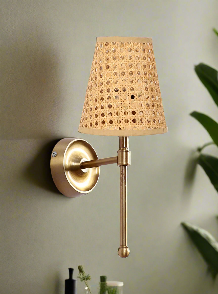 Bamboo Wall Lamp For Living Room | Cane Wall Light - Jagvi - Akway Lighting > Wall Lamps & Sconces (Image 6)