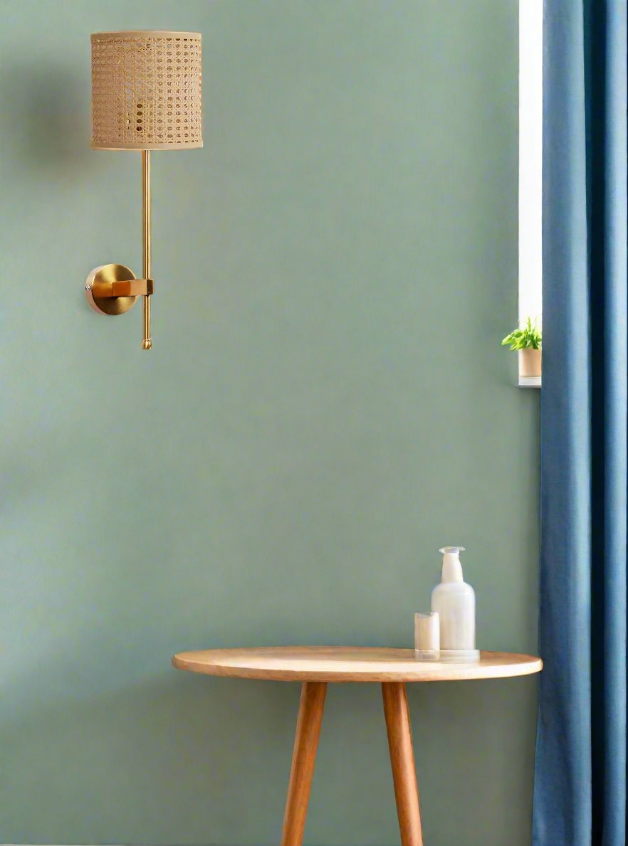 Rattan Wall Lamp For Living Room | Cane Wall Light - Damini - Akway Lighting > Wall Lamps & Sconces (Image 4)