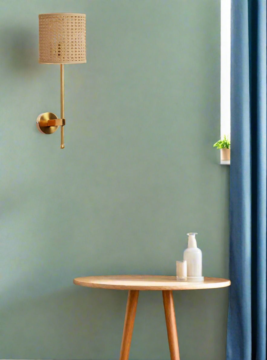 Rattan Wall Lamp For Living Room | Cane Wall Light - Damini - Akway Lighting > Wall Lamps & Sconces (Image 4)
