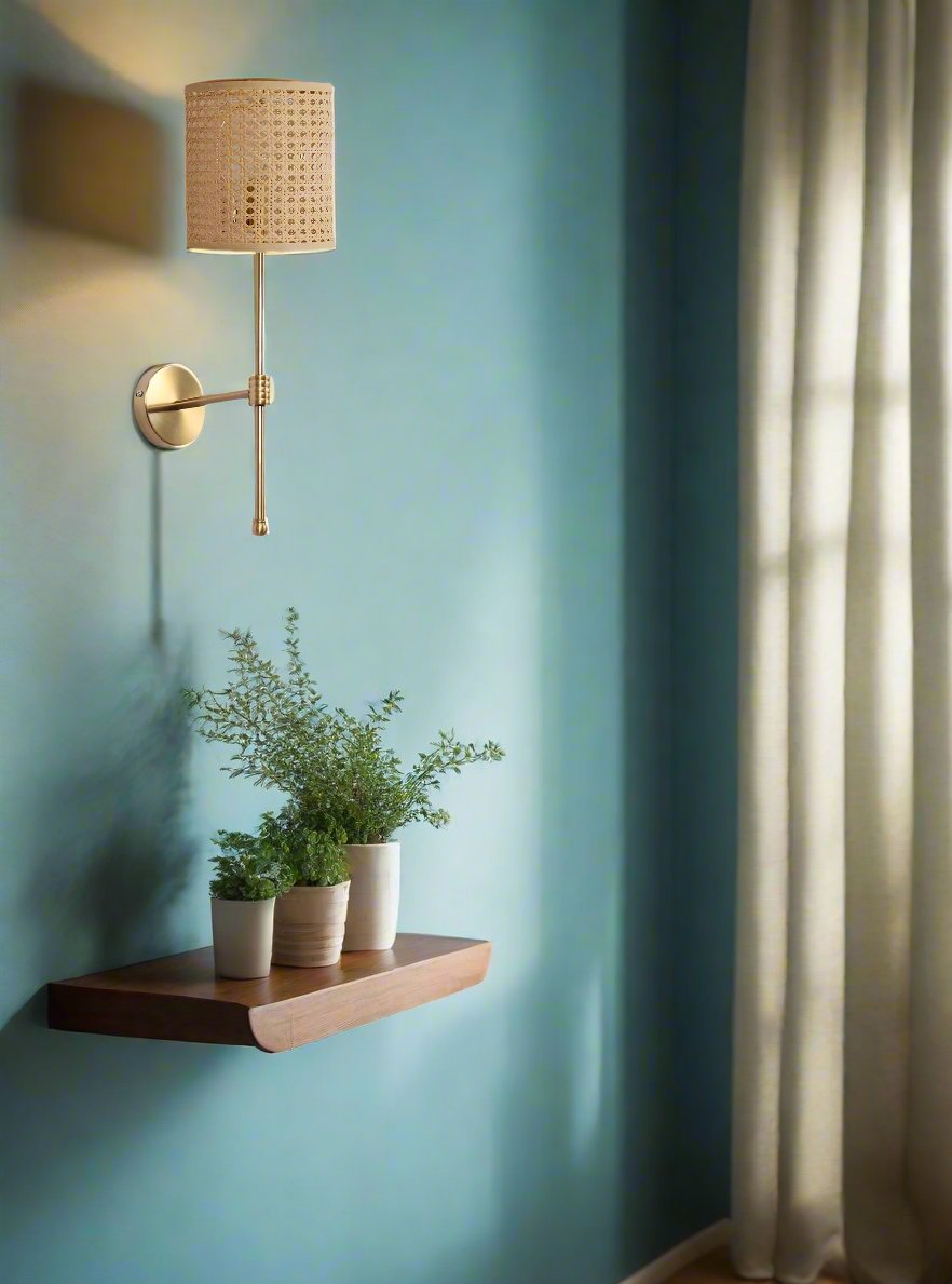Rattan Wall Lamp For Living Room | Bamboo Wall Scone - Charvi - Akway Lighting > Wall Lamps & Sconces (Image 5)