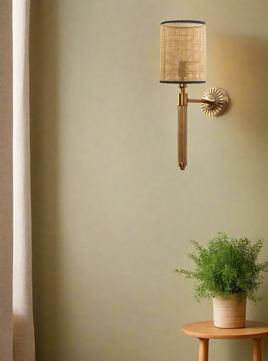 Bamboo Wall Lamp For Living Room | Rattan Wall Light - Alka - Akway Lighting > Wall Lamps & Sconces (Image 6)