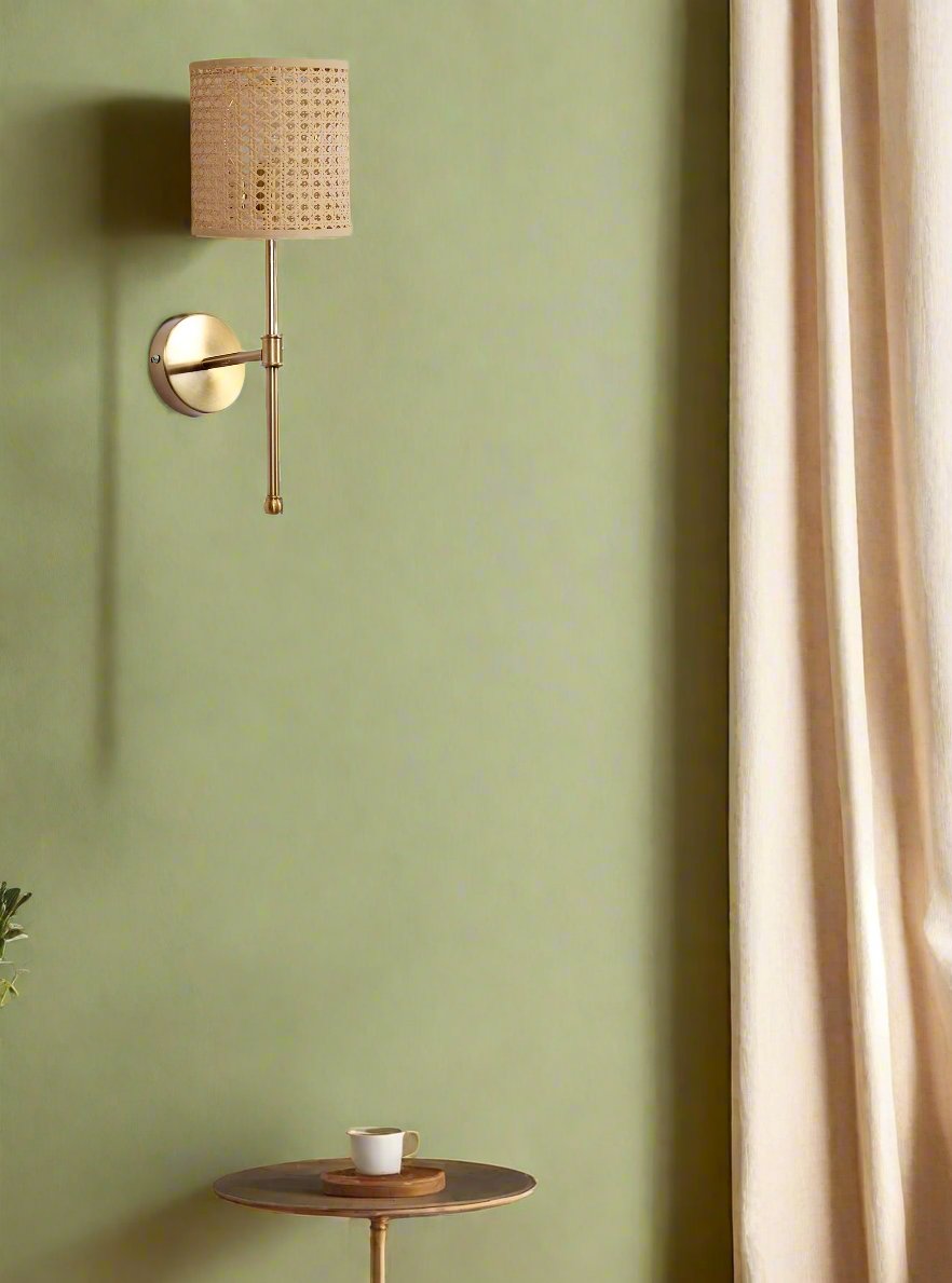 Rattan Wall Lamp For Living Room | Cane Wall Light - Avni - Akway Lighting > Wall Lamps & Sconces (Image 3)